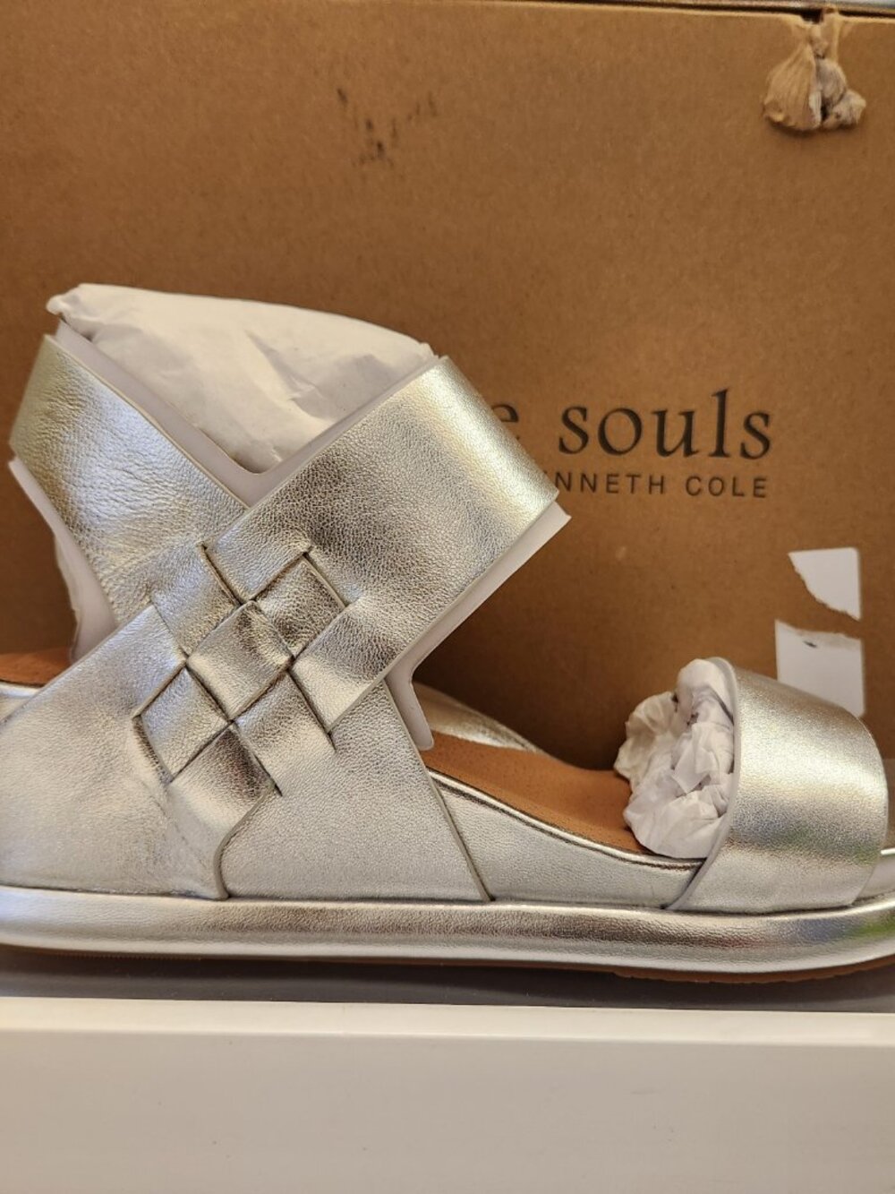 GENTLE SOULS - Jolisa Metallic Woven Detail Wedge Sandals. NIB. Size 9